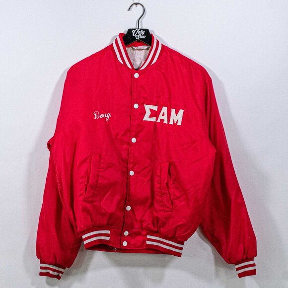 University of Pennsylvania Bomber Jacket Large VTG 70s Sigma Alpha Mu Embroidery - Picture 2 of 12